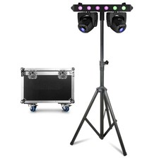 BeamZ Fuze Twin LED Moving Head Light Bar with Flight Case & Stand - DJ Effect