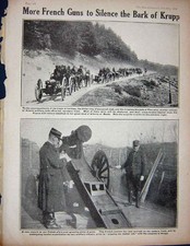 Old Antique Print 1915 Ww1 French Field Kitchen Train Krupp Weapons Army 20th