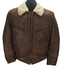 Vintage Belfe Type B-3 Leather sheepskin  Flying Pilot Bomber jacket Large