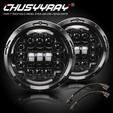 A PAIR LED BLACK Headlights