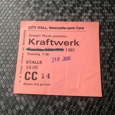 Kraftwerk ticket Newcastle City Hall 18/06/81 #CC14