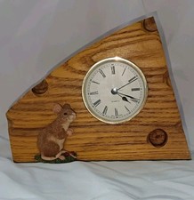 Wooden Cheese Wedge With Mouse Quartz Clock Inc New Battery Fitted
