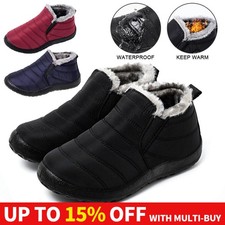 Mens Winter Warm Faux Fur Lined Waterproof Non-slip Snow Ankle Boots Shoes Daily
