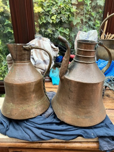 Copper jug antique unpolished - copper,