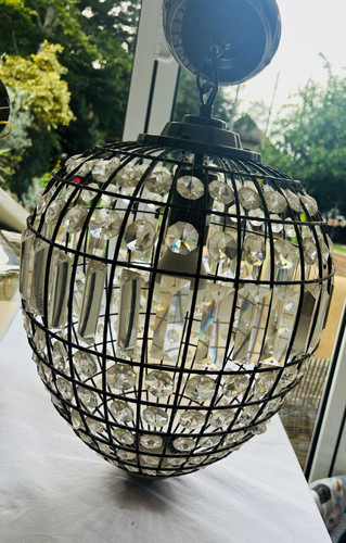 Black metal wire cage globe - metal,