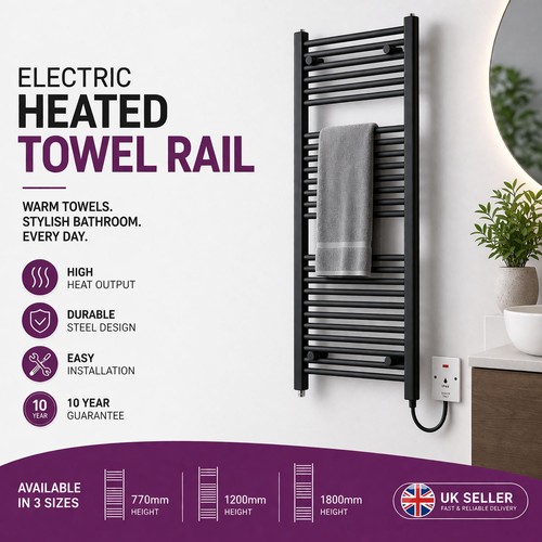 Electric black towel - black, rail
