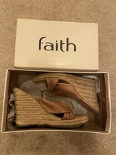 Faith Women's Shoes Tan Leather Espadrille Wedge Size 3/36