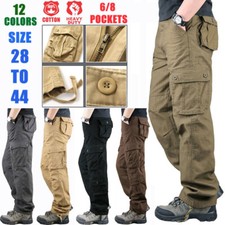Men's Cargo Trousers 100% Cotton Work Wear Tactical Pants Outdoor Hiking Pant