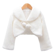 Childrens Kids Girls faux fur Long Sleeve Bolero Bridesmaid Wedding jacket Shrug