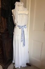 Stunning Gina Fratini Dress Swiss Dots Baby Blue White Strapless Vintage Scarf