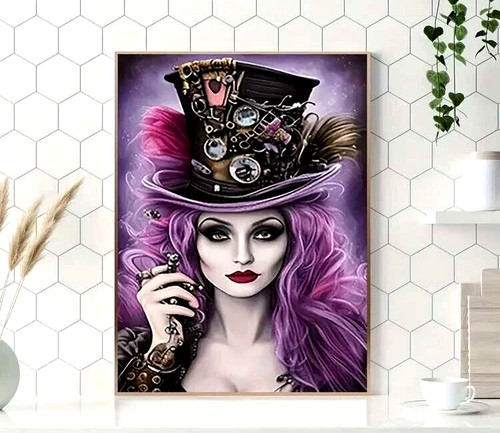 Steampunk lady framed - lady,