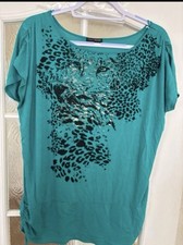 Rogers & Rogers Tunic Style Top With Leopard Face Design Size 20