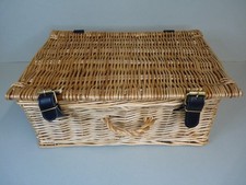 Wicker Hamper Basket with Handle and Buckle Straps (36x25x14cm)