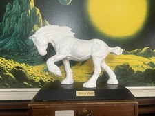 Beswick Spirit of Earth Shire Horse Figurine in Matt White on Black Plinth Stand
