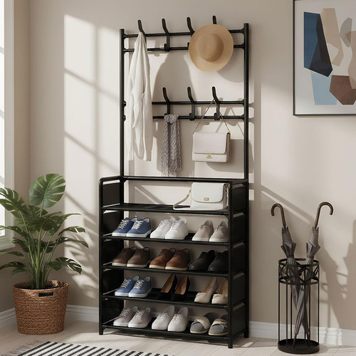 Tier coat rack with shoe - 5-tier,