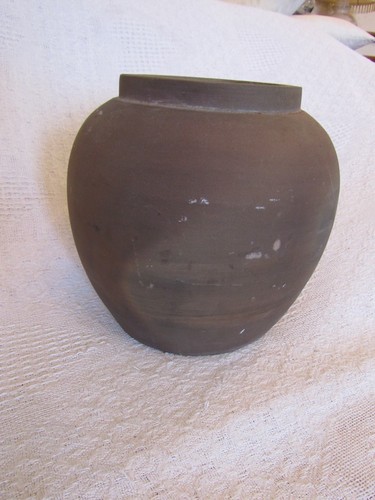 Large clay urn pot orange - large,