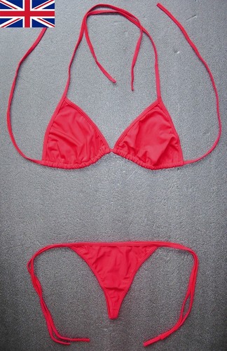 Red string bikini swimwear - red,
