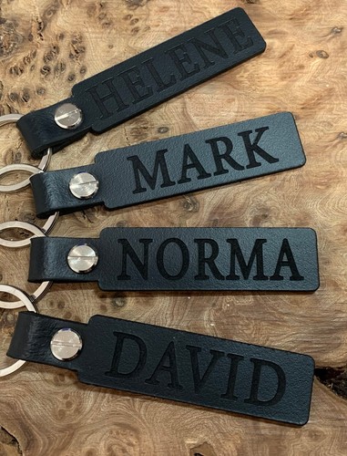 Personalised leather keyring - leather,