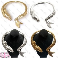 Antique Gold/Silver Plated KOI CARP Metal COLLAR Choker Mermaid Fish NECKLACE
