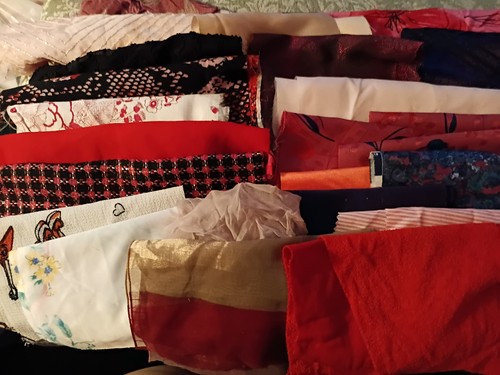 Red fabric scrap - scrap, slow