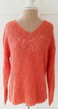 Linea Tesini Ladies Orange Glittery V Neck Knit Jumper Sweater Size 8 NEW