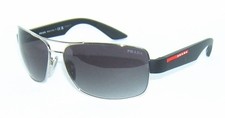 PRADA LINEA ROSSA PS 50ZS 1BC09U SILVER & BLACK GREY GRADIENT WRAP SUNGLASSES