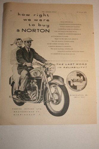 1956 advert for norton - advert, "norton