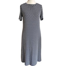 M&S Collection - Below Knee-length Navy and White A-line Dress - Size 10