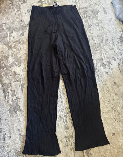 Zara black wide leg - black, textured