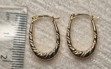 9ct GOLD Creole Hoop Earrings Clip Closure HALLMARKED 375
