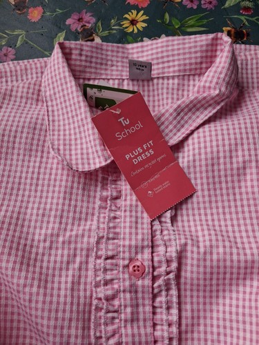 Pink gingham school dress - pink,