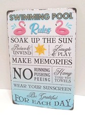 Swimming Pool Rules Metal Sign