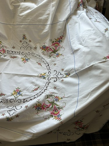 Large cotton tablecloth - cotton, hand