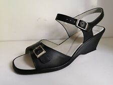 ROHDE DESIGNER UK 7 EU 41 WOMENS BLACK LEATHER STRAPPY WEDGE HEELS SANDALS NEW