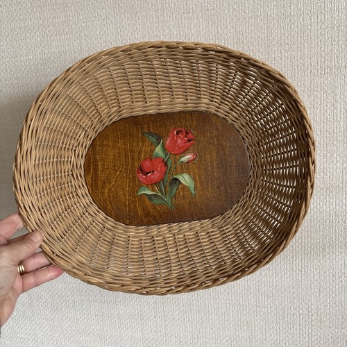 Vintage basket wooden painted - vintage,