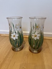 Two Glass Hand Painted Vintage