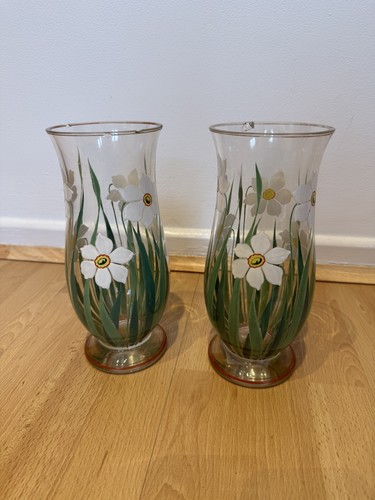 Two glass hand painted - painted, vintage