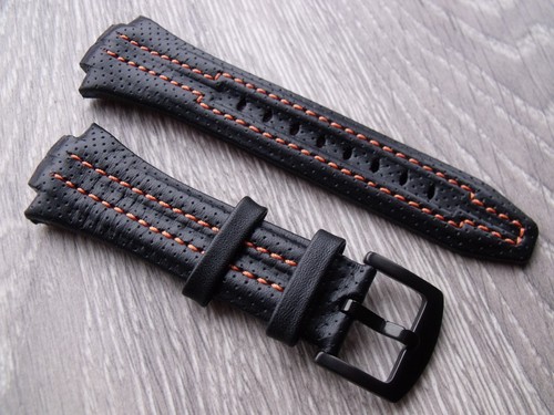 Black leather watch - leather, strap