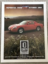 The Bitter Car Information Review Supplement Brochure Frameable October 1984