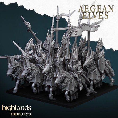 Aegean elves mounted dragons - aegean,