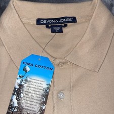 DEVON & JONES Men's Polo Golf Shirt 100% Pima Cotton Tan Size L NWT