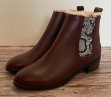 EMU Ellin Pop Waterproof Leather Ankle Boots, UK 8, Claret, BNWT