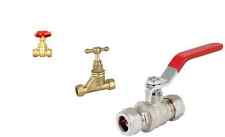 15mm 20 22 25 28mm STOP COCK TAP ARM LEVER GATE VALVE BRASS COMPRESSION