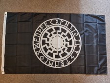 Pagan Sun and Runes Flag - 3ft