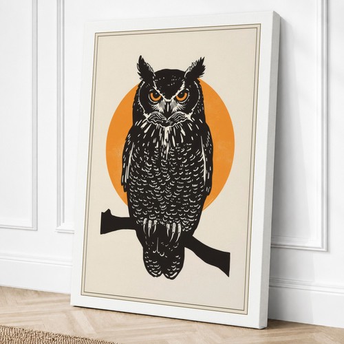 Owl gold circle graphic art - owl,