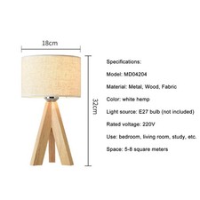 LED Wooden Bedside Lamp Tripod