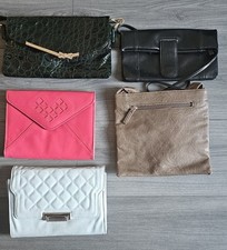 Selection Of Ladies Faux Leather Handbags Long Strapped Various Brand Colours 