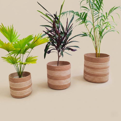 Terracotta cream striped - cream, jute