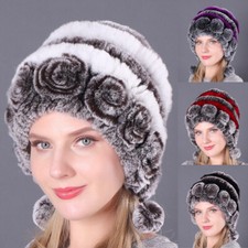 Fashion Ladies Winter Warmer Hats Rex Rabbit Hat Soft Fur Beanie Knitted Cap Hat