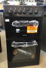 Hotpoint 50cm Gas Cooker - Black HTG5GCB, Double Oven With Glass Lid   (10857)